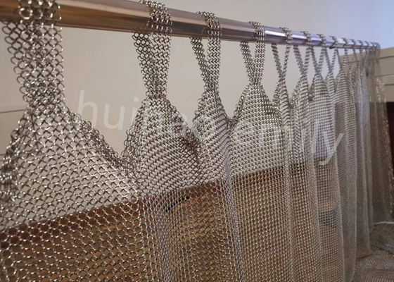 Tab Top Type 7mm Metal Ring Mesh Curtain Złożona ze stali nierdzewnej 316L