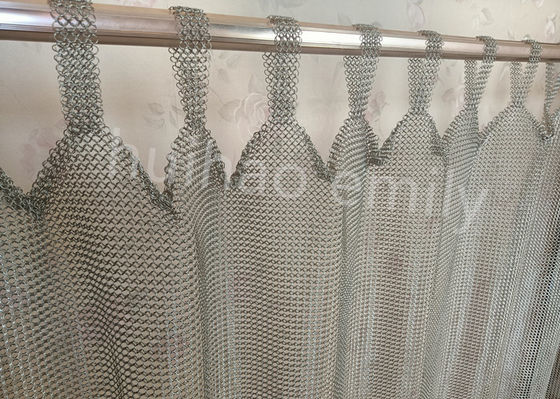 Tab Top Type 7mm Metal Ring Mesh Curtain Złożona ze stali nierdzewnej 316L