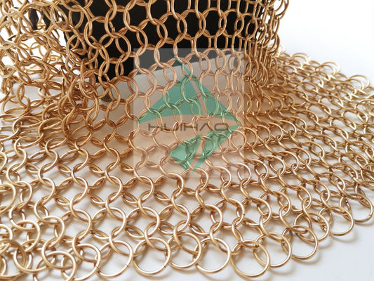 PVD Finshed Rose Gold Color Nierdzewna Metal Round Ring Weave Mesh