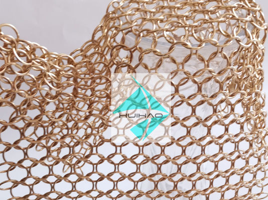 PVD Finshed Rose Gold Color Nierdzewna Metal Round Ring Weave Mesh