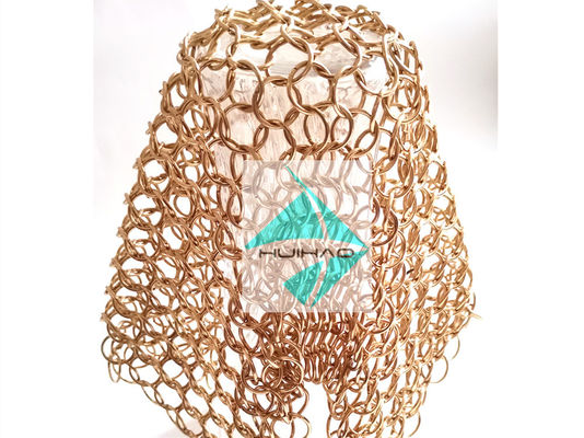 PVD Finshed Rose Gold Color Nierdzewna Metal Round Ring Weave Mesh