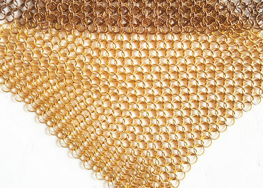 Space Divider Metal Mesh Draperia, Hotel Kurtyna Brass Wire Chainmail Ring Mesh