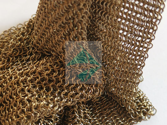 Chainmail Weave Ring Mesh Type Antyczny wygląd Metalowa siatka Draperie z metalicznym kolorem do osłony przeciwsłonecznej Sun